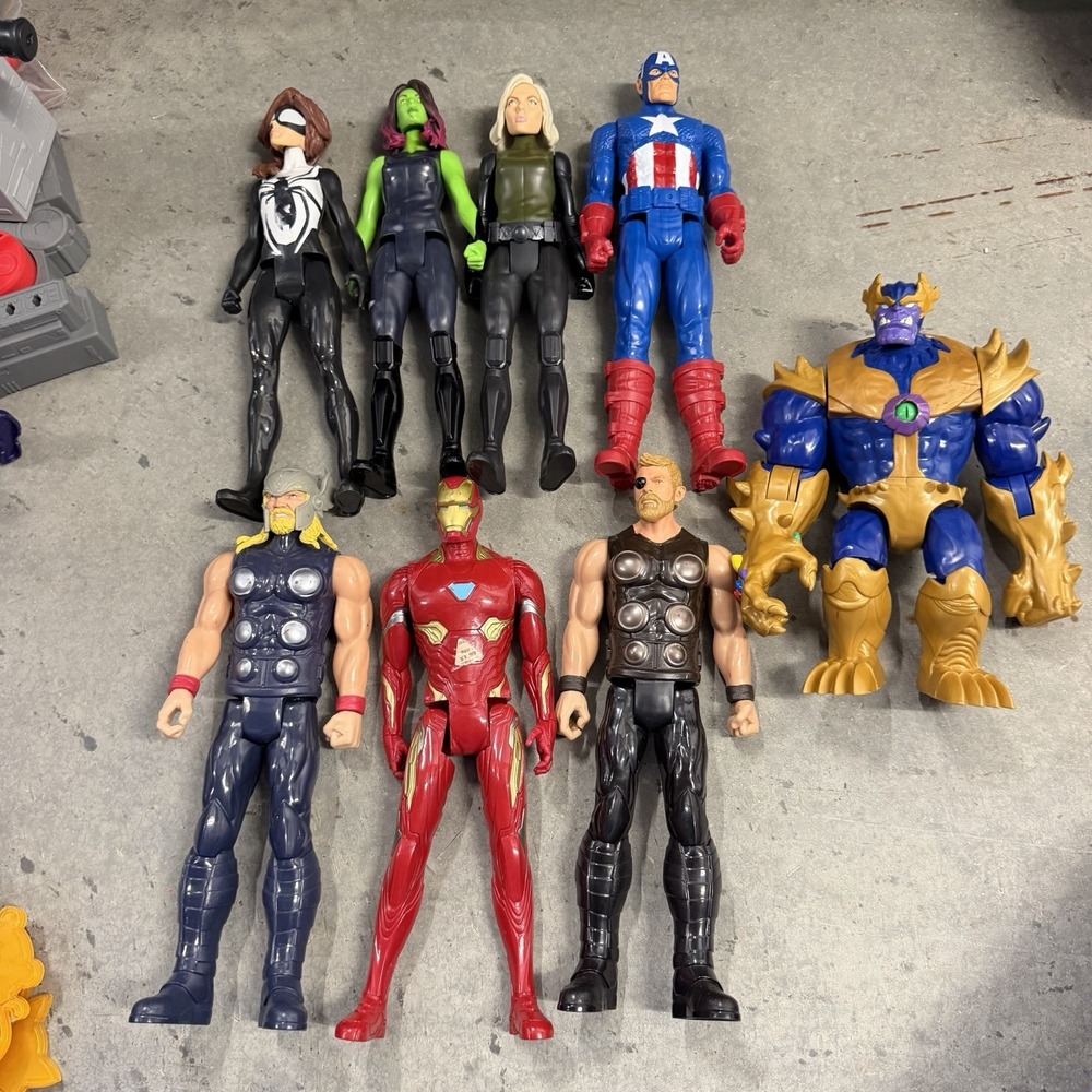 Marvel Avengers 12" Action Figure Lot 8 Thanos Iron Man Thor Captain America